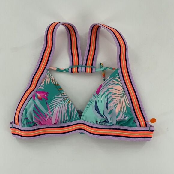 Xhilaration Bikini Top Junior Multicolor Striped Tropical Bralette Size Small - Picture 4 of 8